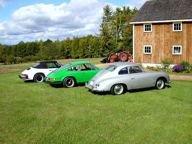 Dennis Molnar
   Three Generations

1956  356  1600  Coupe

1973  911-S Sunroof Coupe

1983  911 SC Cabriolet 
